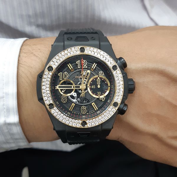 台北流當手錶拍賣 原裝 HUBLOT 宇舶 BIG BANG 鑽圈 48mm 自動 男錶 ZR423